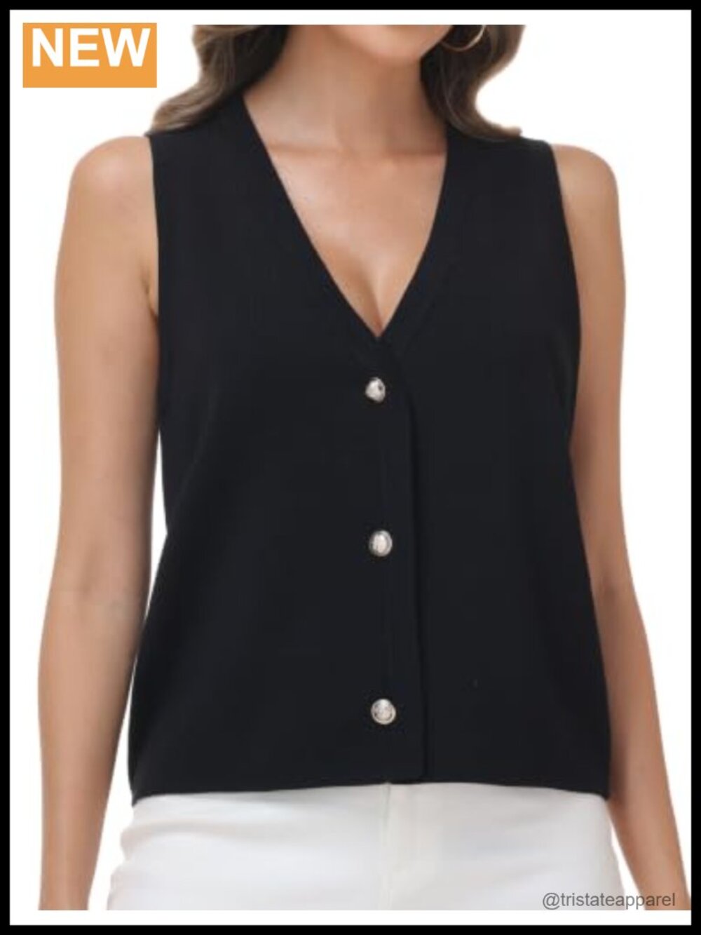 Women's Knit Sleeveless Cardigan Vest 100% Viscose Front Button V-Neck